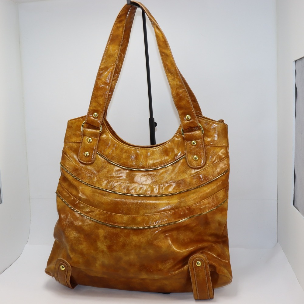 Y2K Faux Leather Shoulder Bag OS Tan Womens Boho Hobo Tote